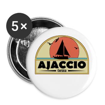 Ajaccio - Lot de 5 grands badges (56 mm) - blanc - Devant
