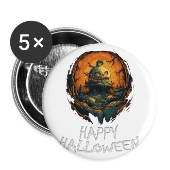 Halloween - Happy Halloween - Buttons groß 56 mm (5er Pack) - Weiß - Vorne