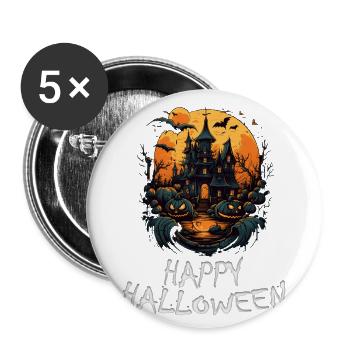 Halloween - Happy Halloween - Buttons groß 56 mm (5er Pack) - Weiß - Vorne
