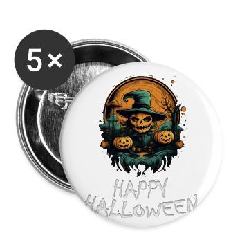 Halloween - Happy Halloween - Buttons groß 56 mm (5er Pack) - Weiß - Vorne