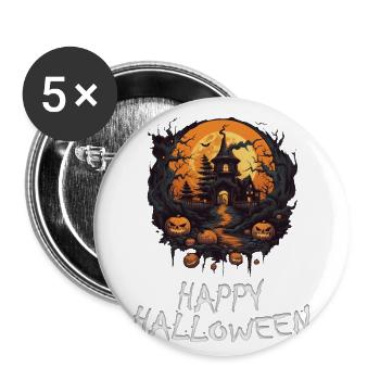 Halloween - Happy Halloween - Buttons groß 56 mm (5er Pack) - Weiß - Vorne