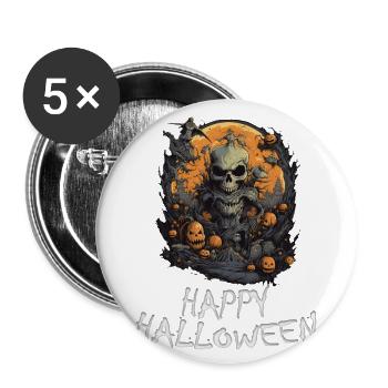 Halloween - Happy Halloween - Buttons groß 56 mm (5er Pack) - Weiß - Vorne