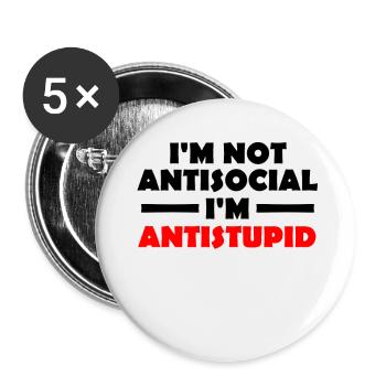 antistupid - Buttons groß 56 mm (5er Pack) - Weiß - Vorne