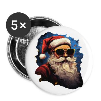 Père Noël - Lot de 5 grands badges (56 mm) - blanc - Devant