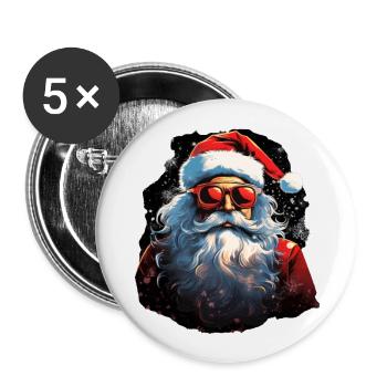 Weihnachtsmann - Buttons groß 56 mm (5er Pack) - Weiß - Vorne