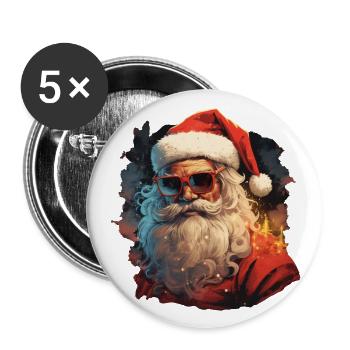Père Noël - Lot de 5 grands badges (56 mm) - blanc - Devant
