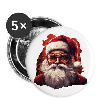 Père Noël - Lot de 5 grands badges (56 mm) - blanc - Devant