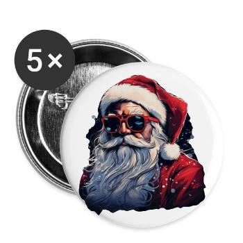 Weihnachtsmann - Buttons groß 56 mm (5er Pack) - Weiß - Vorne