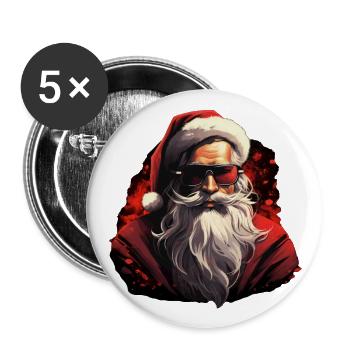 Weihnachtsmann - Buttons groß 56 mm (5er Pack) - Weiß - Vorne
