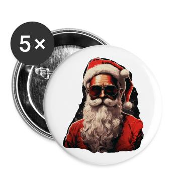 Père Noël - Lot de 5 grands badges (56 mm) - blanc - Devant