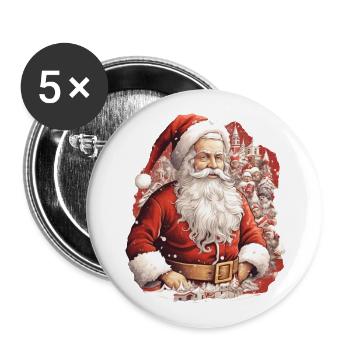 Weihnachtsmann - Buttons groß 56 mm (5er Pack) - Weiß - Vorne