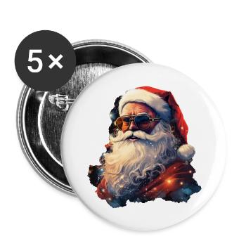Weihnachtsmann - Buttons groß 56 mm (5er Pack) - Weiß - Vorne