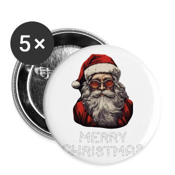 Weihnachtsmann - Marry Christmas - Buttons groß 56 mm (5er Pack) - Weiß - Vorne