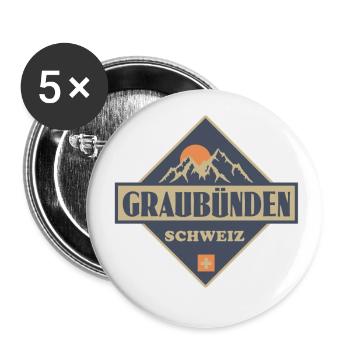 Graubünden - Buttons groß 56 mm (5er Pack) - Weiß - Vorne