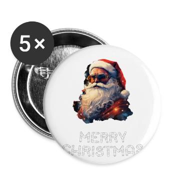 Santa Claus - Marry Christmas - Buttons large 2.2''/56 mm (5-pack) - white - Front