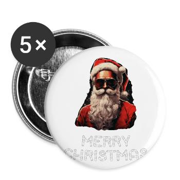 Santa Claus - Marry Christmas - Buttons large 2.2''/56 mm (5-pack) - white - Front