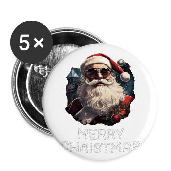 Santa Claus - Marry Christmas - Buttons large 2.2''/56 mm (5-pack) - white - Front