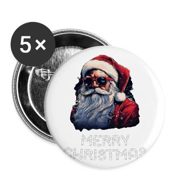 Weihnachtsmann - Marry Christmas - Buttons groß 56 mm (5er Pack) - Weiß - Vorne