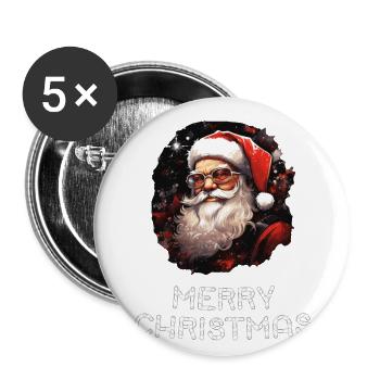 Weihnachtsmann - Marry Christmas - Buttons groß 56 mm (5er Pack) - Weiß - Vorne