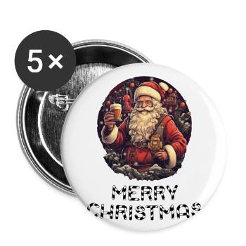 Weihnachtsmann - Marry Christmas - Buttons groß 56 mm (5er Pack) - Weiß - Vorne