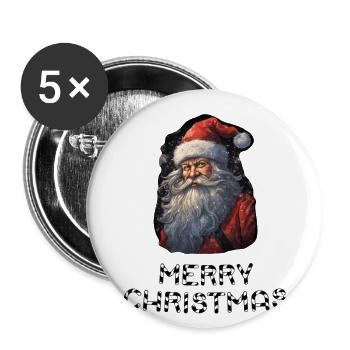 Weihnachtsmann - Marry Christmas - Buttons groß 56 mm (5er Pack) - Weiß - Vorne