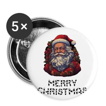 Santa Claus - Marry Christmas - Buttons large 2.2''/56 mm (5-pack) - white - Front
