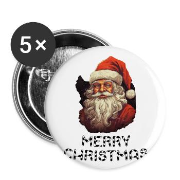 Santa Claus - Marry Christmas - Buttons large 2.2''/56 mm (5-pack) - white - Front