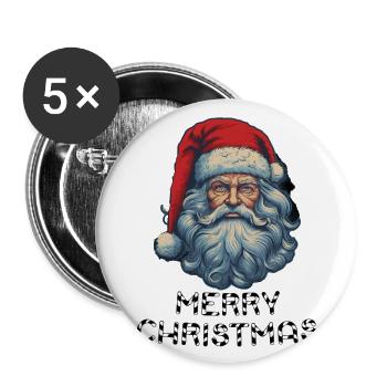 Weihnachtsmann - Marry Christmas - Buttons groß 56 mm (5er Pack) - Weiß - Vorne