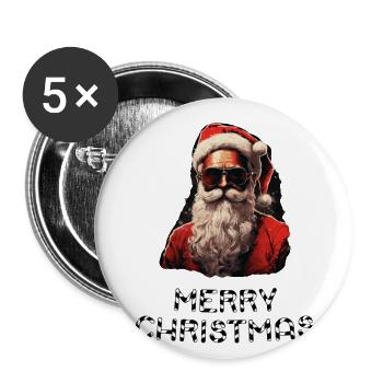 Weihnachtsmann - Marry Christmas - Buttons groß 56 mm (5er Pack) - Weiß - Vorne