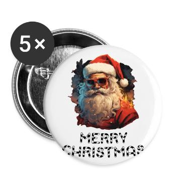 Santa Claus - Marry Christmas - Buttons large 2.2''/56 mm (5-pack) - white - Front