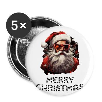 Santa Claus - Marry Christmas - Buttons large 2.2''/56 mm (5-pack) - white - Front