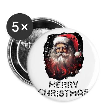 Santa Claus - Marry Christmas - Buttons large 2.2''/56 mm (5-pack) - white - Front