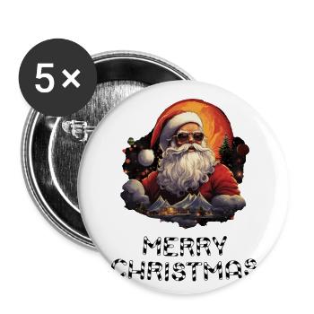 Weihnachtsmann - Marry Christmas - Buttons groß 56 mm (5er Pack) - Weiß - Vorne