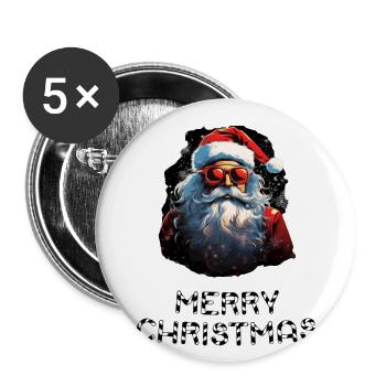 Santa Claus - Marry Christmas - Buttons large 2.2''/56 mm (5-pack) - white - Front