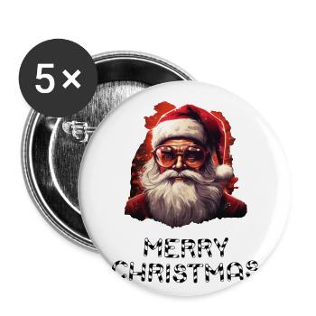 Santa Claus - Marry Christmas - Buttons large 2.2''/56 mm (5-pack) - white - Front