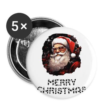 Santa Claus - Marry Christmas - Buttons large 2.2''/56 mm (5-pack) - white - Front