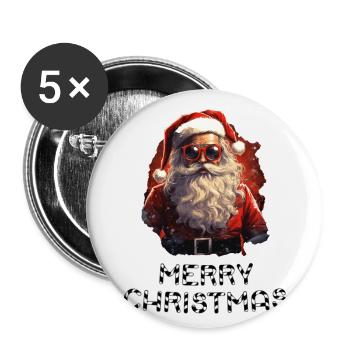 Santa Claus - Marry Christmas - Buttons large 2.2''/56 mm (5-pack) - white - Front
