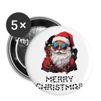 Santa Claus - Marry Christmas - Buttons large 2.2''/56 mm (5-pack) - white - Front
