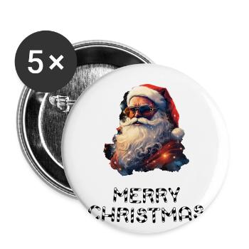 Santa Claus - Marry Christmas - Buttons large 2.2''/56 mm (5-pack) - white - Front