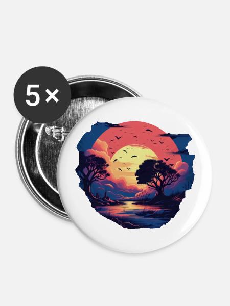 Landschaft - Buttons groß 56 mm (5er Pack) - Weiß