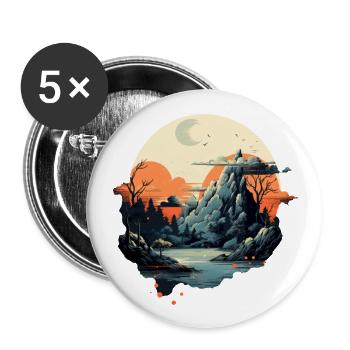 Paysage - Lot de 5 grands badges (56 mm) - blanc - Devant