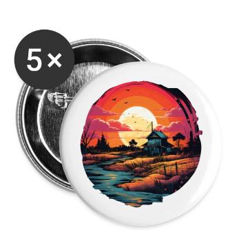 Paysage - Lot de 5 grands badges (56 mm) - blanc - Devant