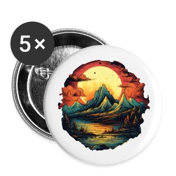 Paysage - Lot de 5 grands badges (56 mm) - blanc - Devant