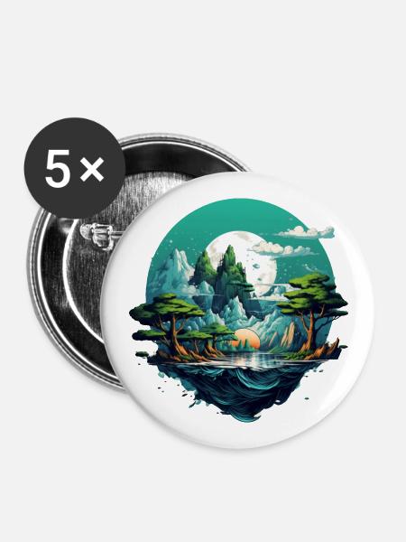 Landschaft - Buttons groß 56 mm (5er Pack) - Weiß