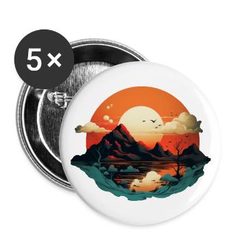 Paysage - Lot de 5 grands badges (56 mm) - blanc - Devant