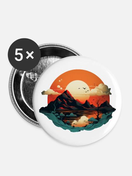 Landschaft - Buttons groß 56 mm (5er Pack) - Weiß