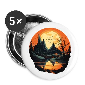 Paysage - Lot de 5 grands badges (56 mm) - blanc - Devant