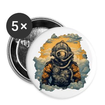 Taucher - Buttons groß 56 mm (5er Pack) - Weiß - Vorne