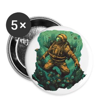 Taucher - Buttons groß 56 mm (5er Pack) - Weiß - Vorne