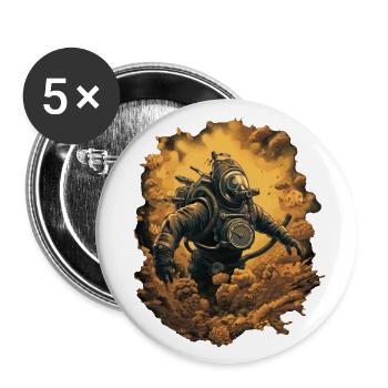 Taucher - Buttons groß 56 mm (5er Pack) - Weiß - Vorne